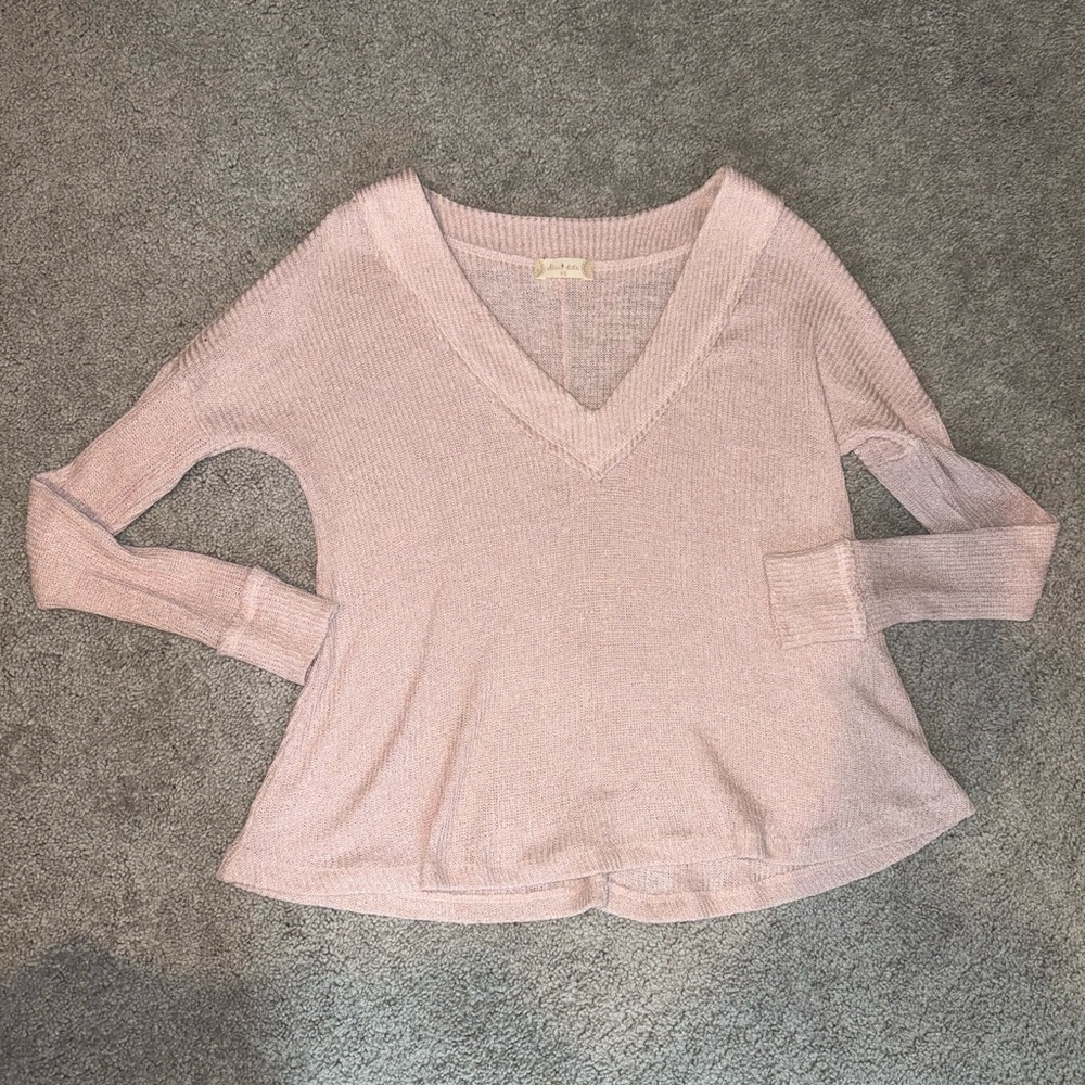 Altered State Pink V Neck Sweater Women XS Lightweight Knit Boho